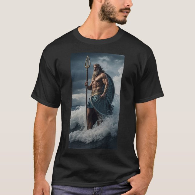 Havssej Poseidon - Grekisk mytologi T Shirt (Framsida)