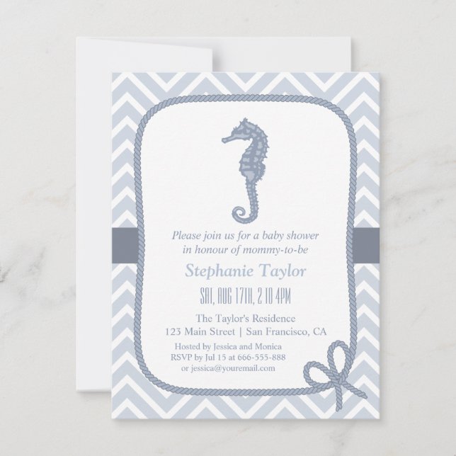 Havssjähästnautiska baby shower-inbjudningar inbjudningar (Framsida)