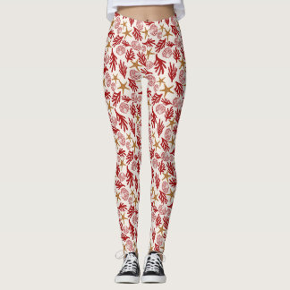 Havsskal & sjöstjärna mönstrade leggings