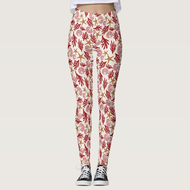 Havsskal & sjöstjärna mönstrade leggings (Framsida)