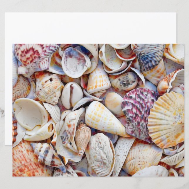 Havsskal Sjöstrand Vattenfärg Decoupage (Fram/baksida)