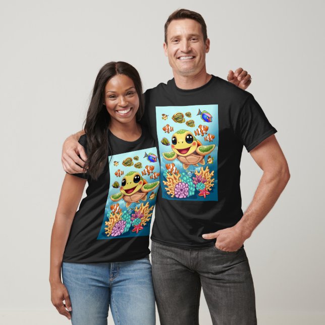 Havssköldpadda Baby Glad och söt karaktär T Shirt (Unisex)