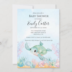 Havssköldpadda Baby Shower Inbjudan - Rosa