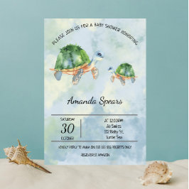 Havssköldpadda - Baby Shower Inbjudningar