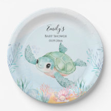 Havssköldpadda Baby Shower Pappers Tallrikar