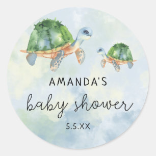 Havssköldpadda - baby shower  runt klistermärke