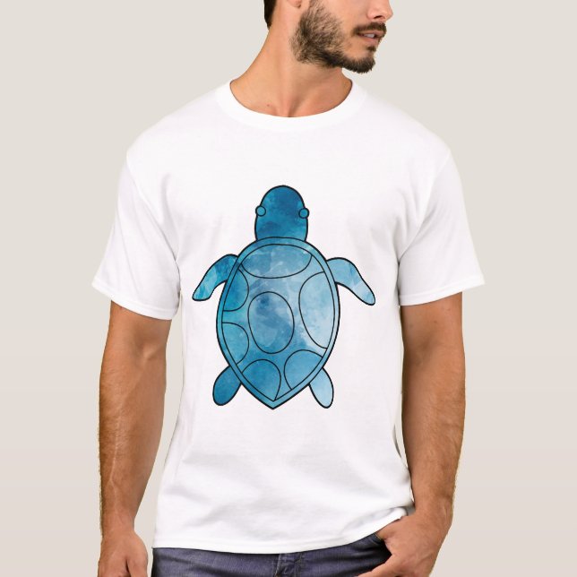Havssköldpadda blå akvarell t shirt (Framsida)
