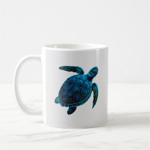 Havssköldpadda, blå kaffemugg