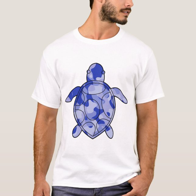 Havssköldpadda blå kamouflage t shirt (Framsida)