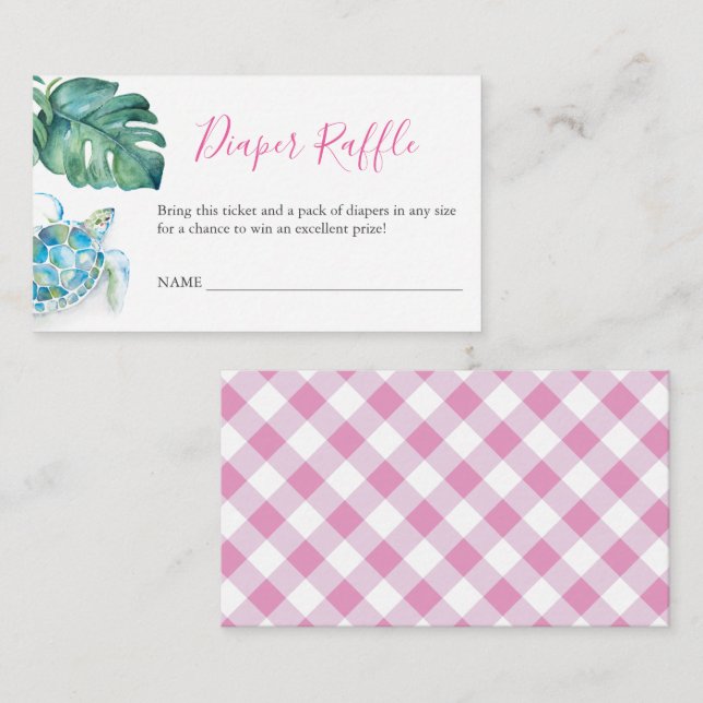 Havssköldpadda blöja lotteri inbjudan bifogad kort (Fram/baksida)