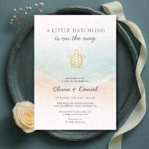 Havssköldpadda En liten kläckande par Babyshower Inbjudningar