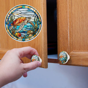 Havssköldpadda Faux-fastnat glas Knopp