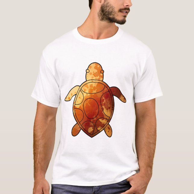 Havssköldpadda gul akvarell t shirt (Framsida)