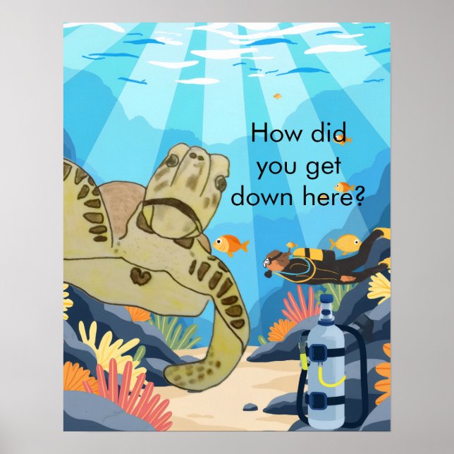 Havssköldpadda Hur Hamnade Du Här Nere? Poster (Framsidan)