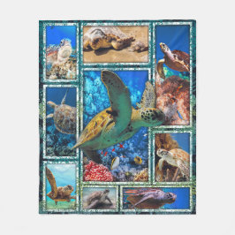 Havssköldpadda i Oceanen 3d Quilt Blanket Fleecefilt