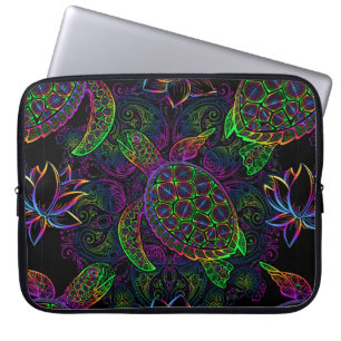 Havssköldpadda i Psykedelisk multifärgad färg med Laptop Fodral