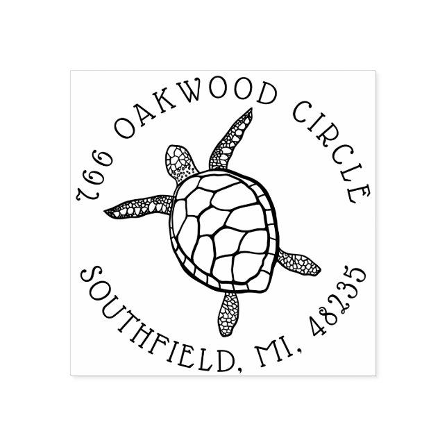 Havssköldpadda Illustration Anpassad adress Stämpel (Tryck)