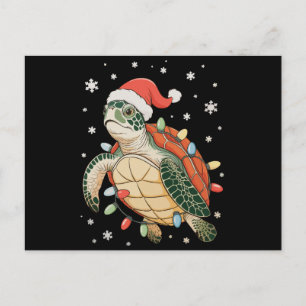 Havssköldpadda julbelysning Xmas mössa högtid Helg Vykort