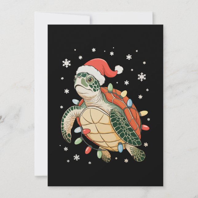 Havssköldpadda julbelysning Xmas mössa Högtid  Julkort (Framsida)