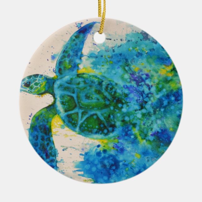 havssköldpadda julgransprydnad keramik (Framsidan)