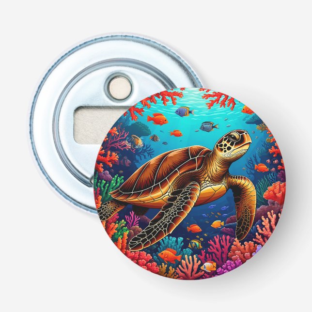 🐢 Havssköldpadda Korallrev Flasköppnare (Framsidan)