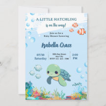 Havssköldpadda Liten Kläckning Baby Shower Inbjuda