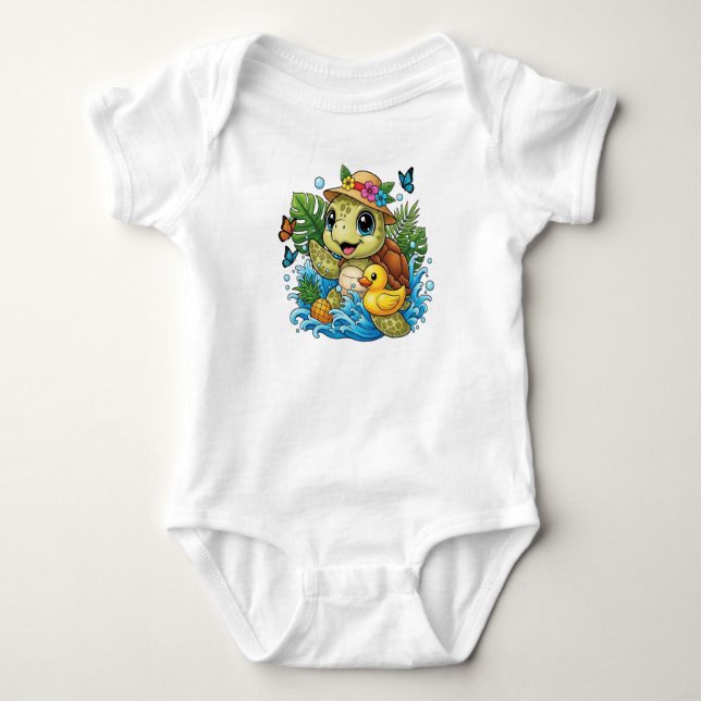 Havssköldpadda med gul ankunge t shirt (Framsida)
