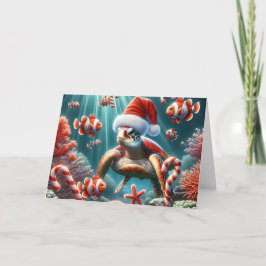 Havssköldpadda med julklapp helgkort