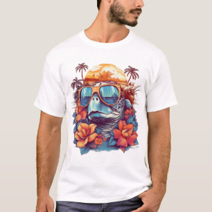 Havssköldpadda med solglasögon på stranden Kopiera T Shirt