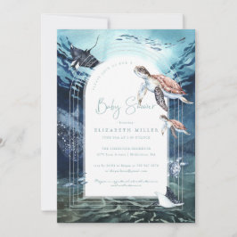 Havssköldpadda Ocean Baby Shower Inbjudan