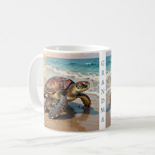 Havssköldpadda och bebis illustration Personlig Kaffemugg