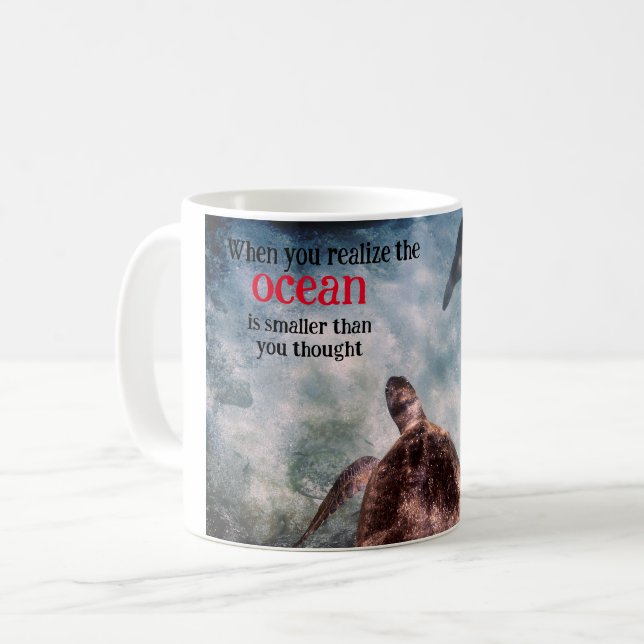 Havssköldpadda och havets lejona undervatten kaffemugg (Framsida vänster)