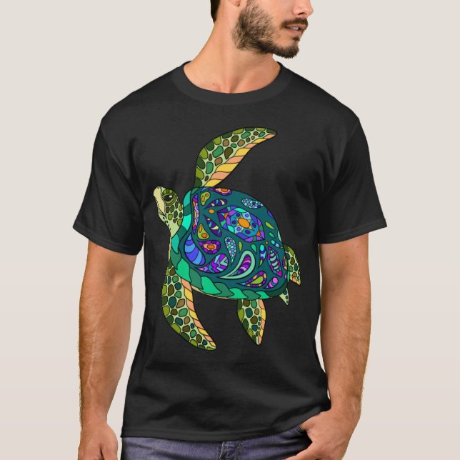 Havssköldpadda paisley vänner t shirt (Framsida)