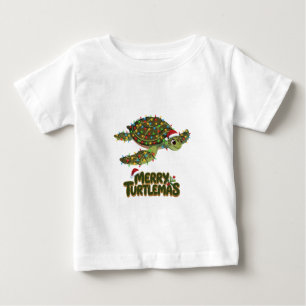 Havssköldpadda Santa Hatt Julbelysning Glad Sköldp T Shirt