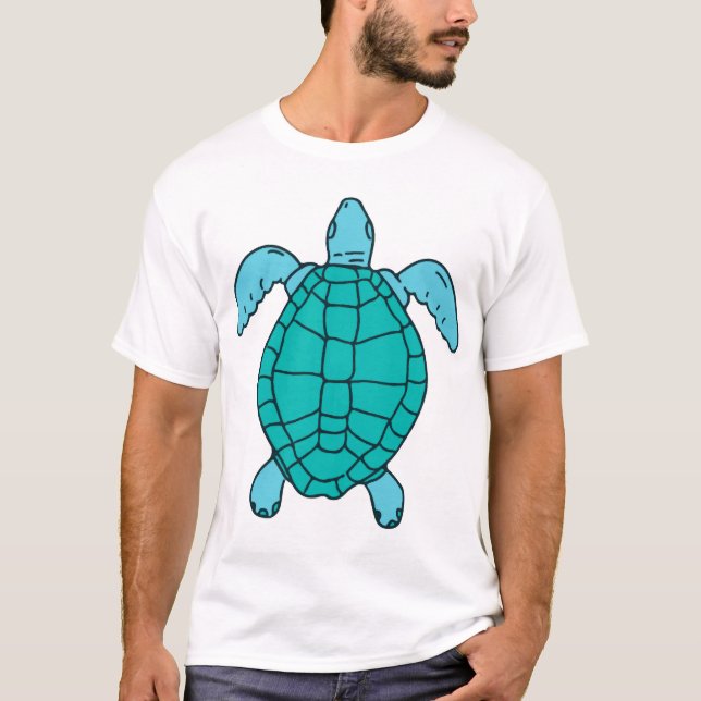 Havssköldpadda Simmande Teckning T Shirt (Framsida)