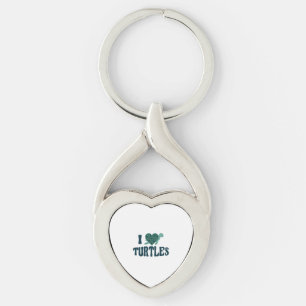 Havssköldpadda Sköldpadda Hjärta Jag älskar Twisted Heart Silverfärgad Nyckelring