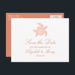 Havssköldpadda, Soft Coral Beach Wedding Meddelande Vykort<br><div class="desc">De här sparar tidskorten är perfekt för alla par som planerar ett badbröllop. Den enkla och nya utformningen kan vara personligen till kostym för ditt speciella evenemang och kommer att vara perfektens meddelande för alla strandteman party,  inklusive: möhippor,  förlovningar,  möhippor,  födelsedagsfester och mycket mer.</div>