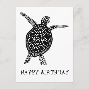 Havssköldpadda Tortoise GRATTIS PÅ FÖDELSEDAGEN Vykort