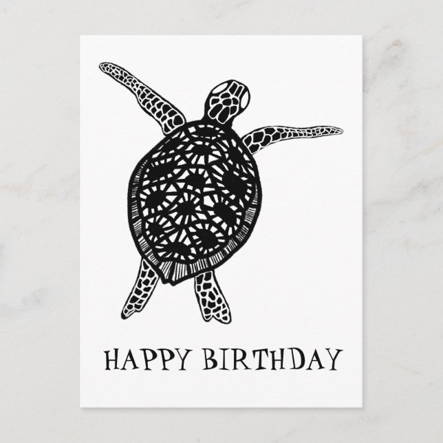 Havssköldpadda Tortoise GRATTIS PÅ FÖDELSEDAGEN Vykort (Framsida)