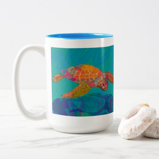 Havssköldpadda två ton Mugg (Med munk)