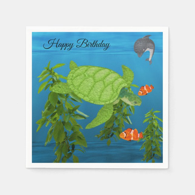 Havssköldpadda under havet pappersservett (Framsidan)