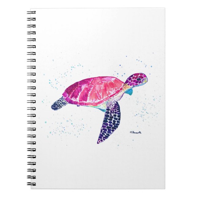 Havssköldpadda, vattendjup, hawaiisk tropisk anteckningsbok (Framsidan)