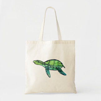 Havssköldpaddatotot hänger lös tygkasse