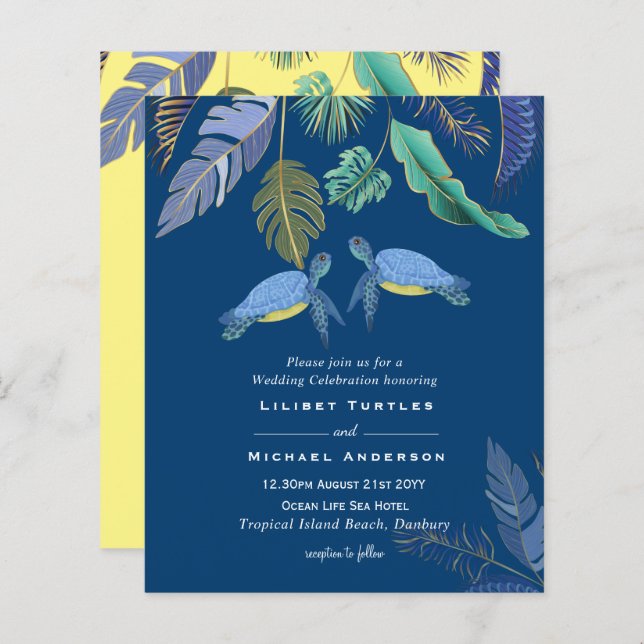 Havssköldpaddor Bröllop Blå Gul (Fram/baksida)