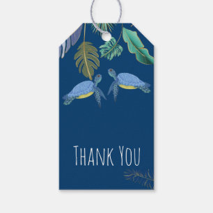 Havssköldpaddor Bröllop Blue Gult Gift Märkres Presentetikett