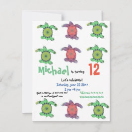 Havssköldpaddor, födelsedagsfest inbjudan