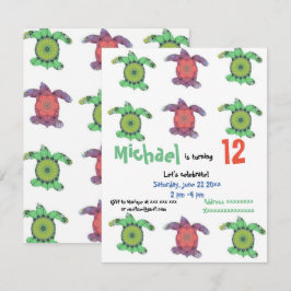 Havssköldpaddor, födelsedagsfest inbjudan