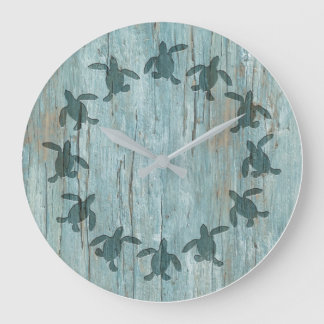 Havssköldpaddor Hatchling Wood Mönster Wall Clock Stor Klocka