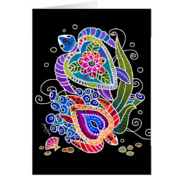 Havssköldpaddor, havssköldpaddor och havssköldpadd hälsningskort