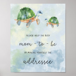 Havssköldpaddor - Hjälp Busy Mamma Adress Poster